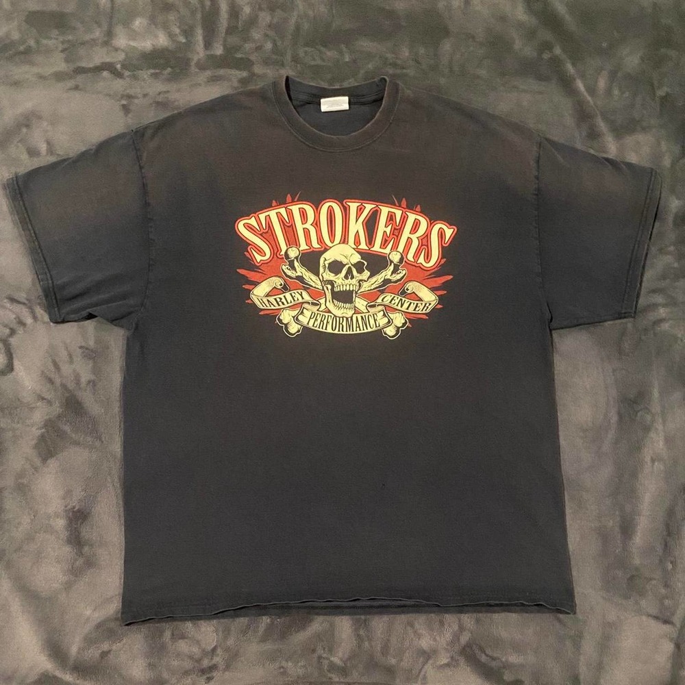 Y2K Strokers Harley Performance Center Skeleton Tee Shirt